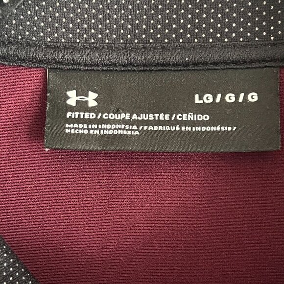 Under Armour Fitted Performance Jacket Full Zip Large Burgundy Mesh Sleeves - Picture 9 of 15